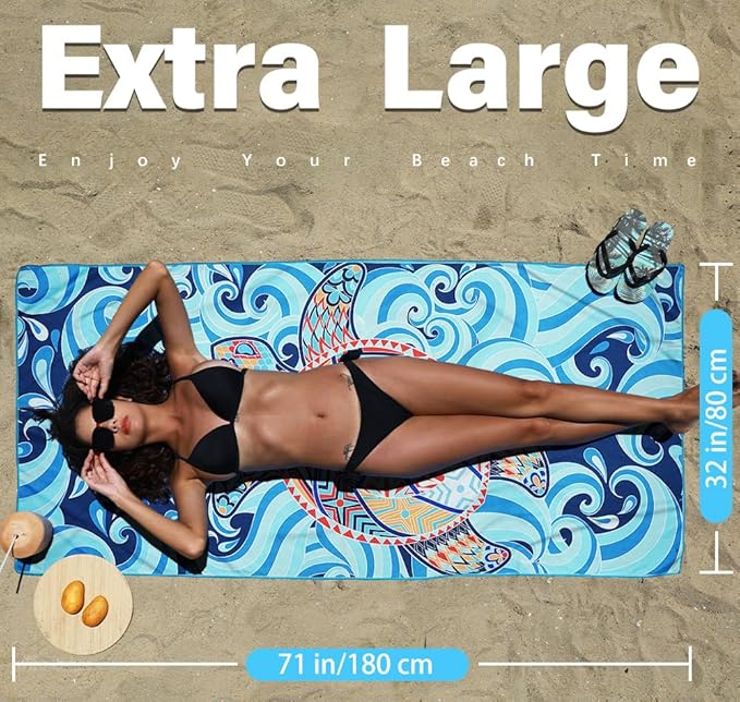 Widdonen Microfiber Lightweight Thin Beach Towel Sand Free Quick Dry Absorbent Compact Towels for Swimming Pool Camping Beach Accessories Large Easy Pack Travel Things for Vacation Essentials Gift
