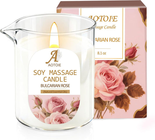 Warming Massage Candle 8.1 OZ for Relaxing and Skin Moisturizing, Massage Oil Candles Scented Candles for Couples, Romantic Gift Scented Candles for Home SPA