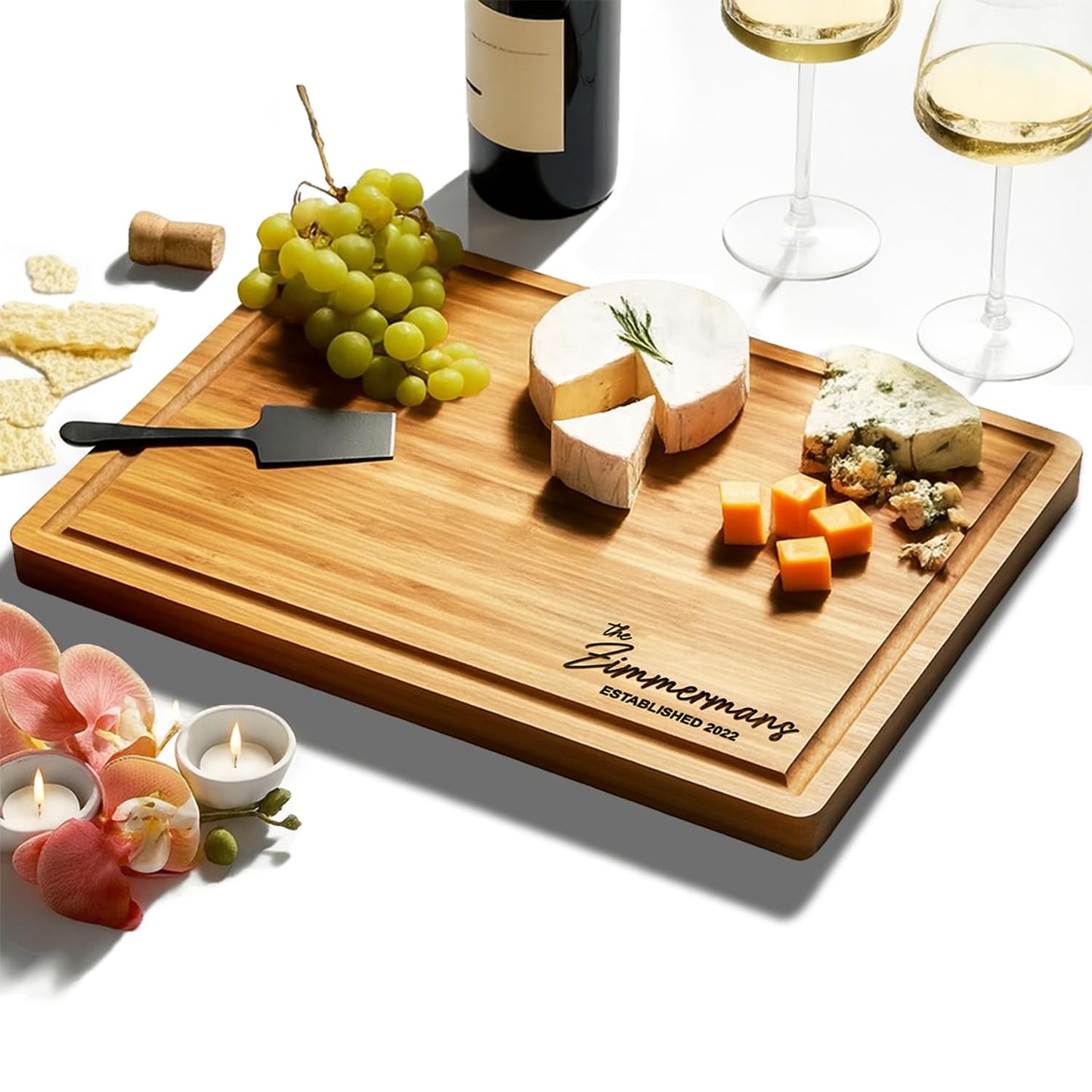 Personalized Cutting Board, Custom Bamboo Engraved Charcuterie Boards - Best Present for Wedding, Bridal Shower, Engagement, Anniversary, Housewarming, Gift Idea for Couples Bride, Parent, Family