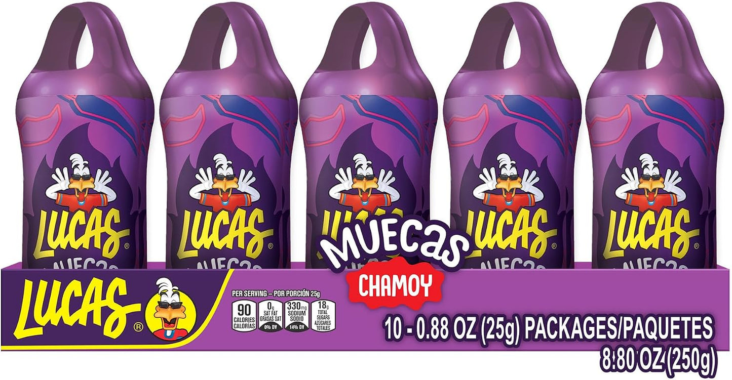 Lucas Muecas Lollipop Chamoy Flavor Candy, 0.96oz - 10 Pieces Pack for Treats, Snack, Parties, Piñatas – Chamoy Lollipop great for Easter Baskets