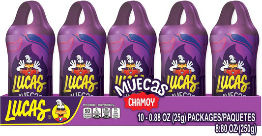 Lucas Muecas Lollipop Chamoy Flavor Candy, 0.96oz - 10 Pieces Pack for Treats, Snack, Parties, Piñatas – Chamoy Lollipop great for Easter Baskets