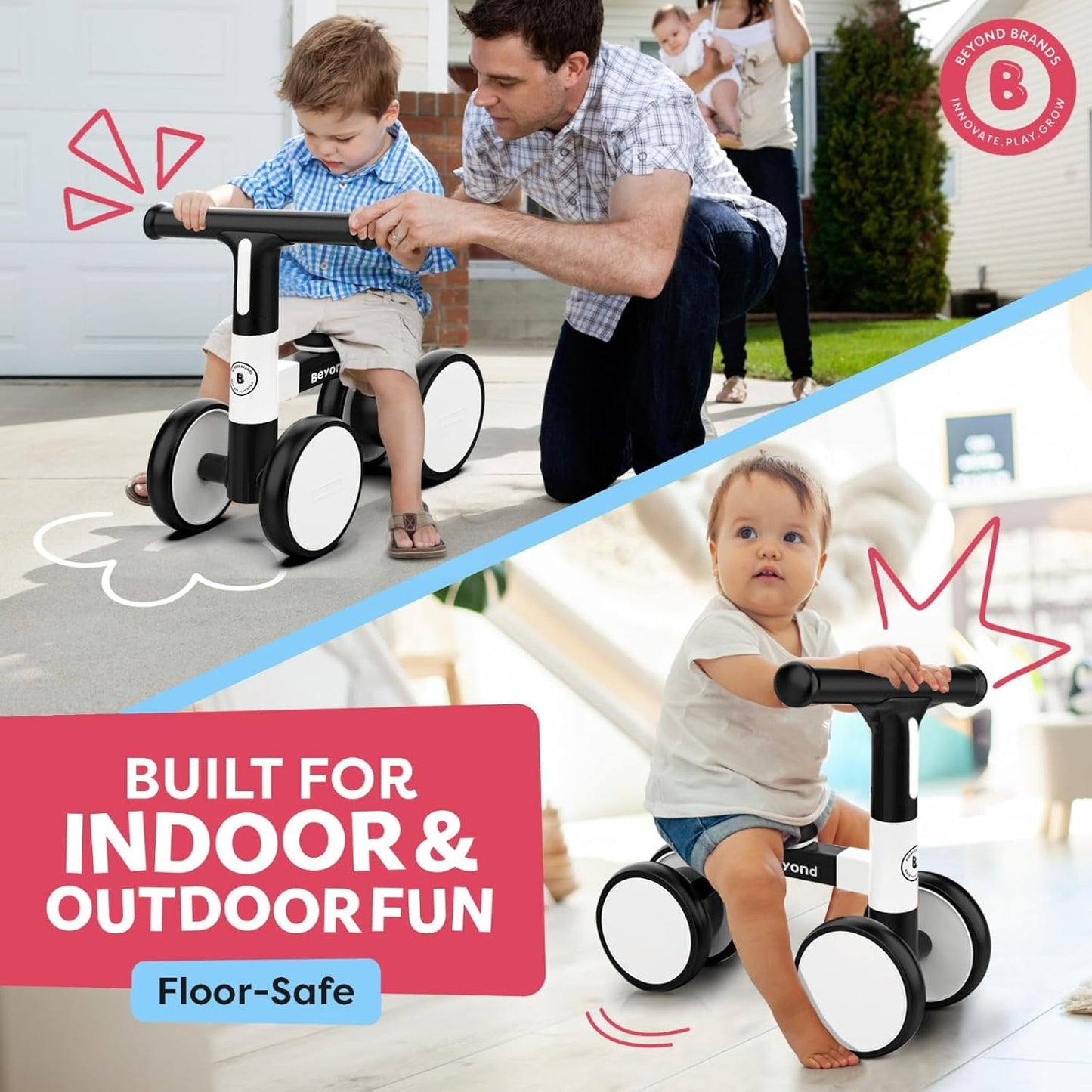 Balance Bike with Headlight- Lightweight & Modern Design | Toys For 1 Year Old Boy & Girl- Safe, Easy Build Toddler Bike, First Birthday Gift- Baby Toys 12-18 Months, Non-Slip Wheels, Parent-Approved