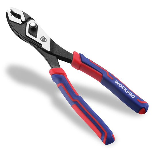 WORKPRO 8.5 Inch Slip Joint Pliers, High Carbon Steel Pliers Tool with 4-Modes Adjustment, TPR Handle, Box-joint Design, Diamond-Grip Jaws with Nail Puller Teeth For Maximum Grip