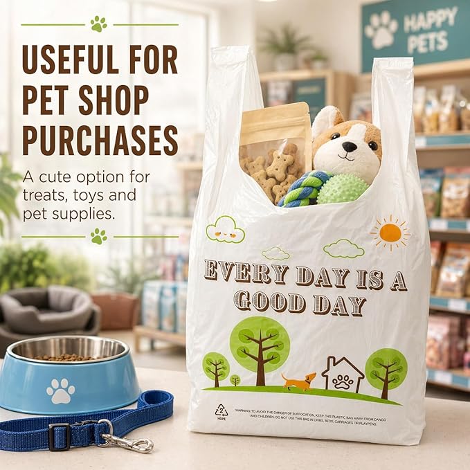YoYoRain White Thank you T shirt bag, Grocery shopping bag Reusable and Disposable Supermarket Bag 11''x6''x21'' 101PCS