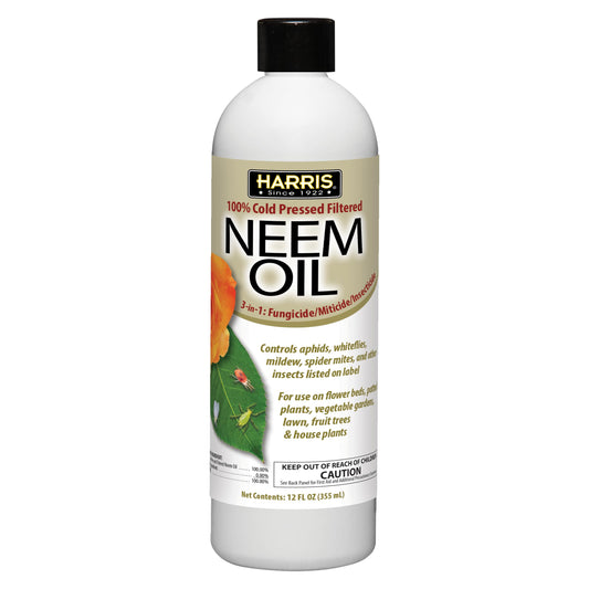 Harris Concentrated Neem Oil 100% Cold Pressed Filtered Oil Insecticide/Miticide/Fungicide, 12 oz Concentrate