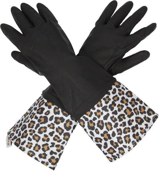 GLOVELY HANDS Rubber Cleaning Gloves – Water-Resistant Latex Dishwashing Gloves with Soft Cotton-Feel Lining, Non-Slip Grip, Long Cuff, Durable Household Kitchen Cleaning Medium (1 PAIR)