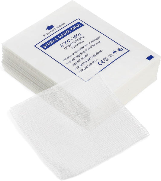 50pcs Non-Stick Gauze Pads 10x10cm Medical Bandaging Supplies Highly Absorbent Gauze Swabs for Emergency First Aid Care