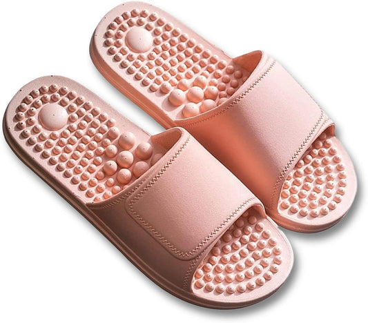 Acupressure Foot Massage Slippers Reflexology Sandals For Foot Stress Relief Massage Non-Slip Water-Proof Quick Drying Therapeutic Reflexology Sandals For Shiatsu Arch Pai(Size:6.5-7 Women,Color:Pink)