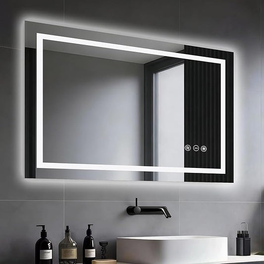 28" x 36" LED Lighted Bathroom Mirror - Backlit + Front Lit Dimmable Vanity Mirror with 3 Color Temperature, Anti-Fog, Memory Function, Shatter-Proof Tempered Glass Wall Mounted LED Mirror