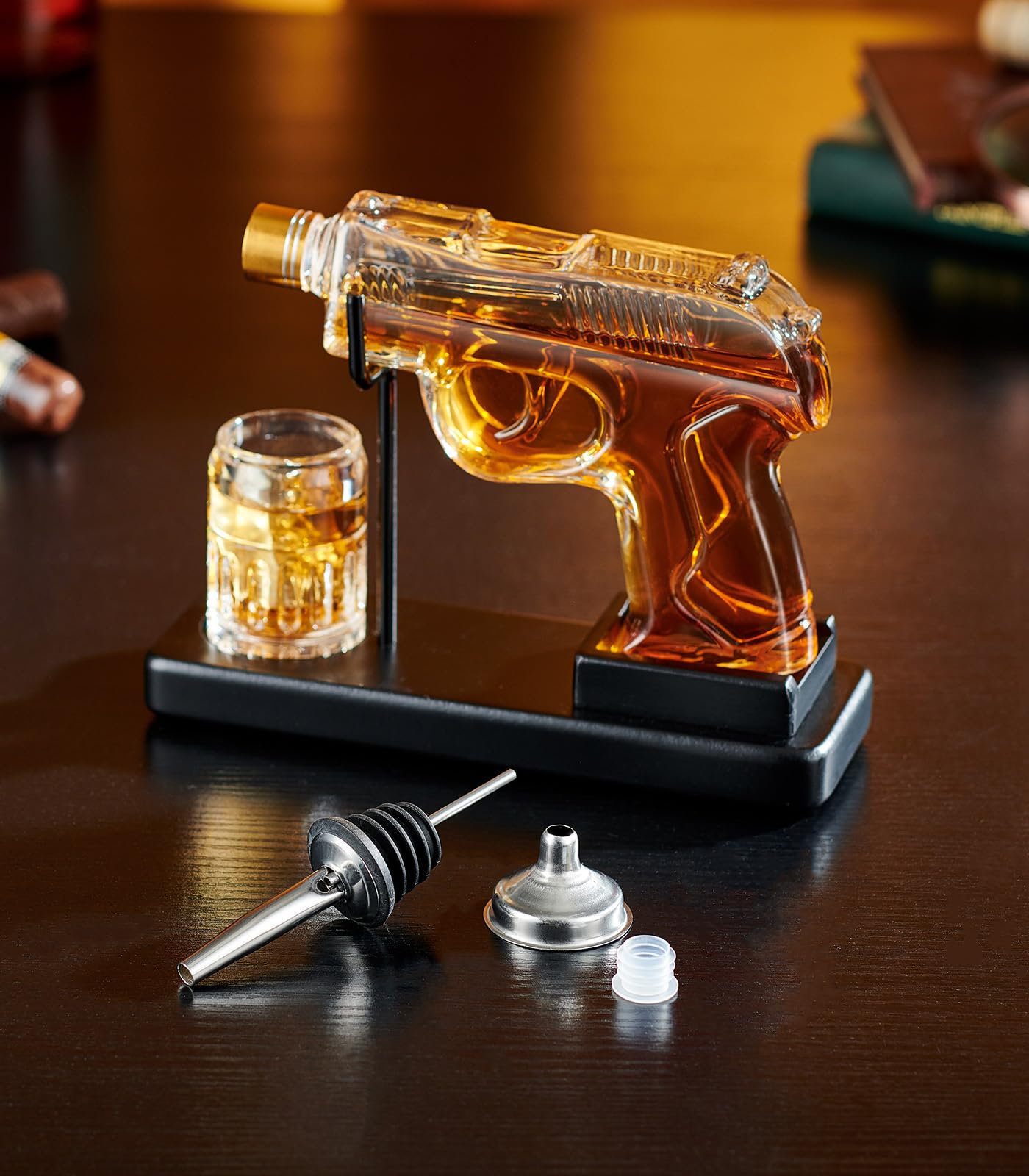 Birthday Gifts for Men Dad, Kollea Gun Whiskey Decanter Sets for Men, Shot Glass, Funny Gift Idea for Him Father Brother, Liquor Dispenser for Bar, Alcohol, Tequila Anniversary, Military Present, Cave