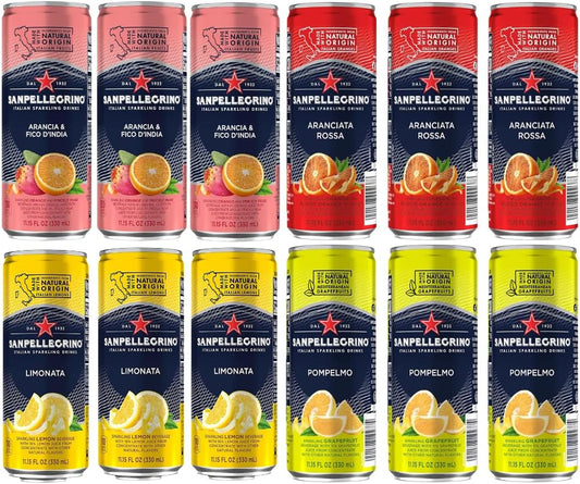 San Pellegrino Sparkling Fruit Beverages Variety Pack - 11.15 Fl Oz Cans (12 Pack)