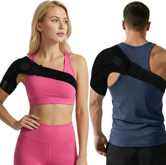 Shoulder Brace for Men & Women, Adjustable Shoulder Compression Sleeve Fits Left & Right Arms, Breathable Rotator Cuff Relief Brace for Pain Relief Compatible with Hot/Cold Pack (Black)