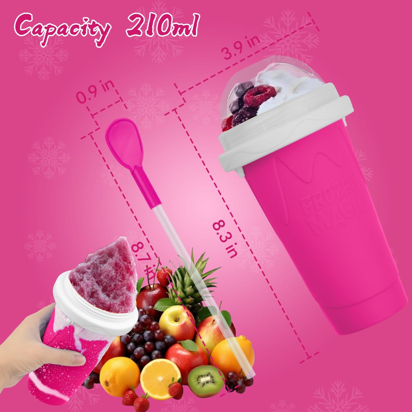 3PCS Slushie Maker Cups, DIY Magic Slushy Maker Squeeze Cups, Smoothie Slushy Cup for Juices, Milk and Ice Cream Make, Double Layer Squeeze Slushy Maker Cup, Birthday Gifts for Friends&Family