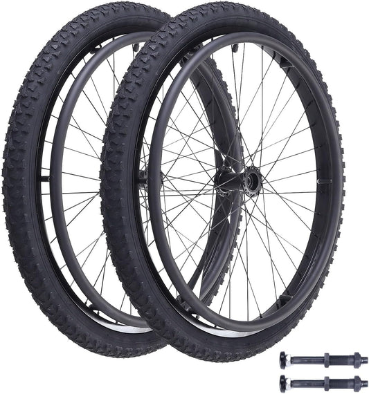 Rear Wheel Assembly for Wheelchair, 24" x1.95" (50-507) Pneumatic Tire Replacement Parts, All Terrain Back Wheels for Indoor and Outdoor(Bearing 12mm)