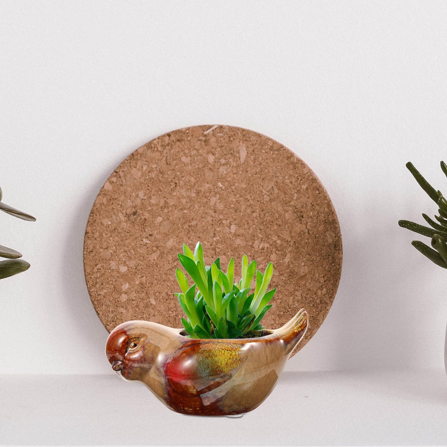 NULYLU Ceramic Bird Shaped Succulent Pot Small Planter for Indoor Balcony Plants Reactive Glaze Flower Pot for Outdoor Garden Decor