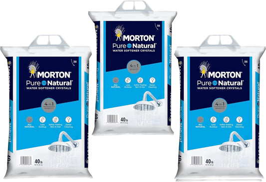 (3 PK) Morton Water Softener Salt Crystals, Pure and Natural 4 in 1, 40 pounds