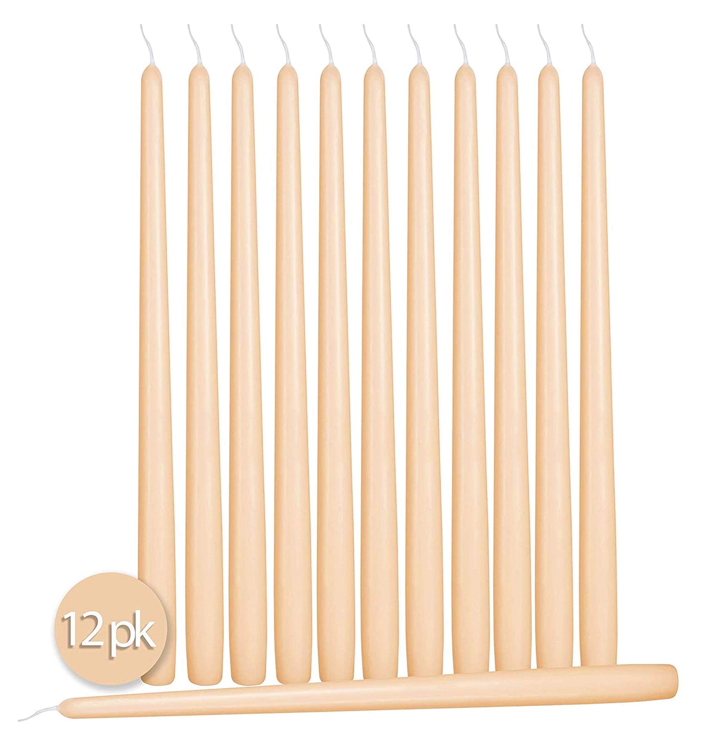 Hyoola Tall Taper Candles - 10 Inch Cream Dripless, Unscented Dinner Candle, Paraffin Wax with Cotton Wicks - 8 Hour Burn Time (Pack of 12)