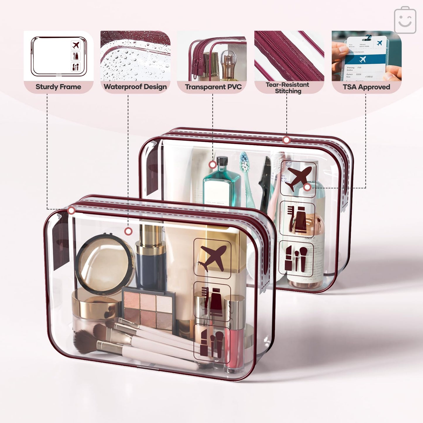 Veken 9/11 Set Compression Packing Cubes for Travel Essentials,Compressible Expandable Large Luggage Suitcase Organizer Bags for Clothing,Durable Space Saver Storage Bags with Toiletry Bags(Wine Red)