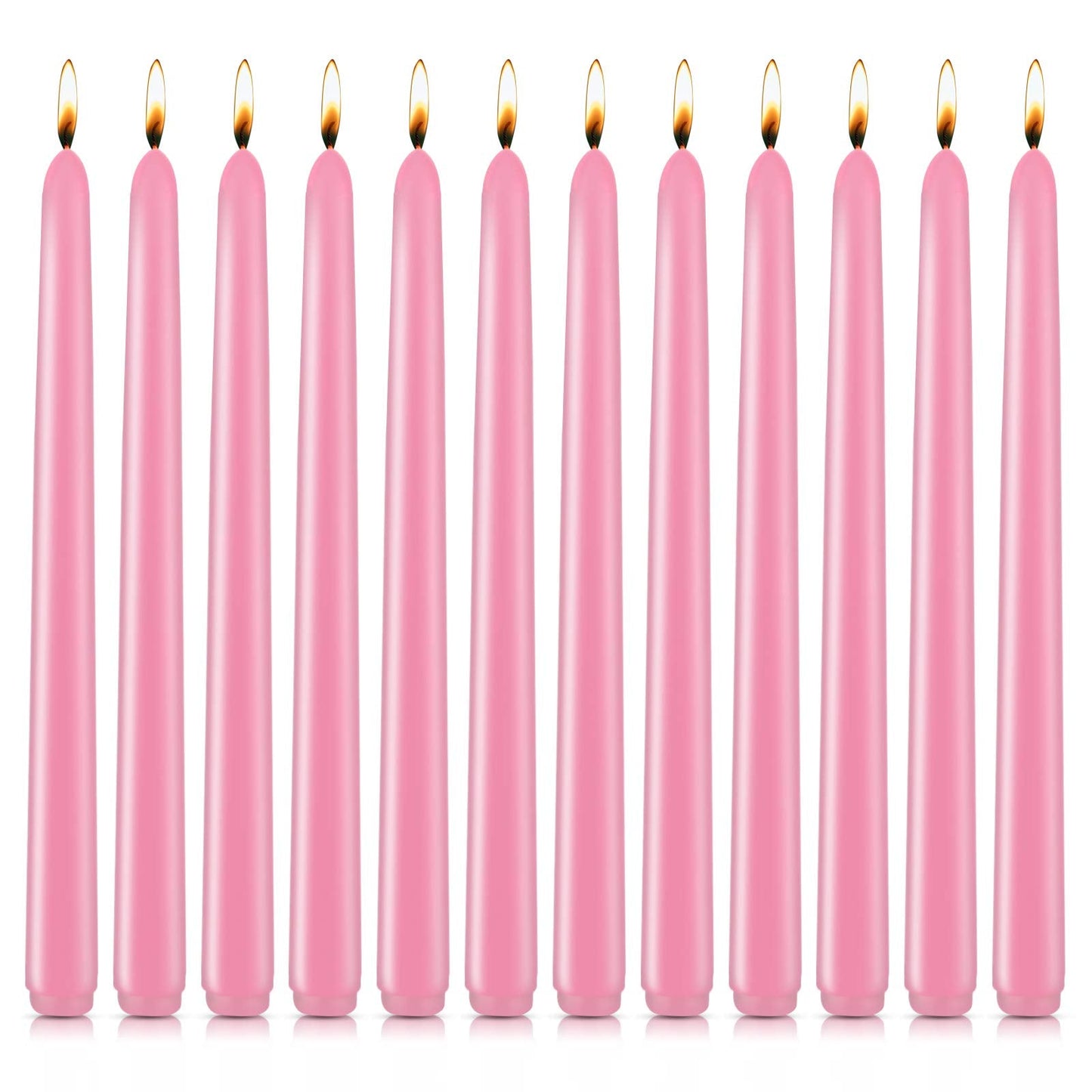 10 inch Pink Taper Candles for Christmas Advent, Set of 12 Unscented Dripless Candlesticks - 8 Hours Long Burning for Home Decor, Wedding, Parties and Special Occasions