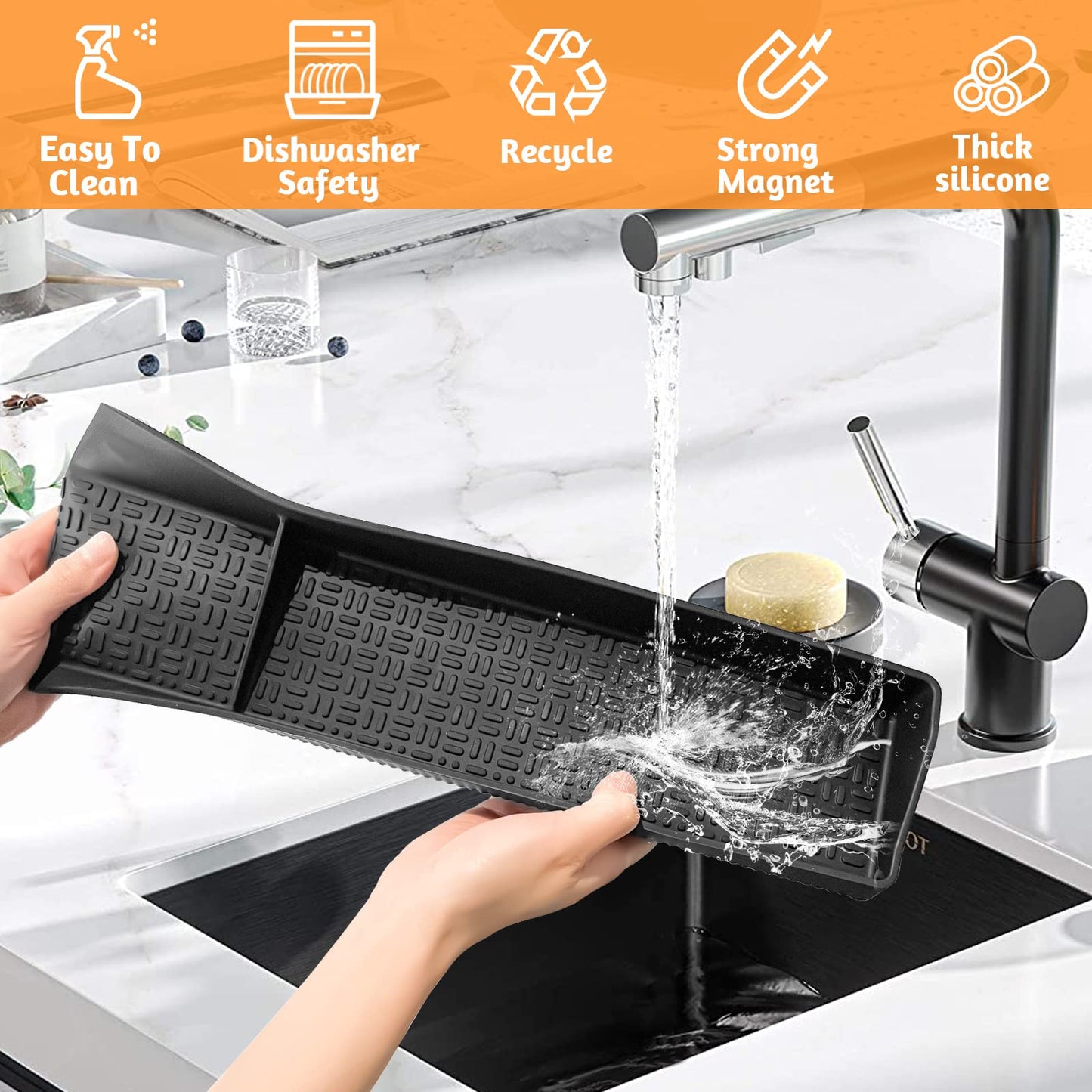 30 Inch Silicone Stove Top Shelf Magnetic for Kitchen Gadgets, Soft Flexible Strong Magnetic Heat Resistant Spice Rack Kitchen Organizer for Over Stove
