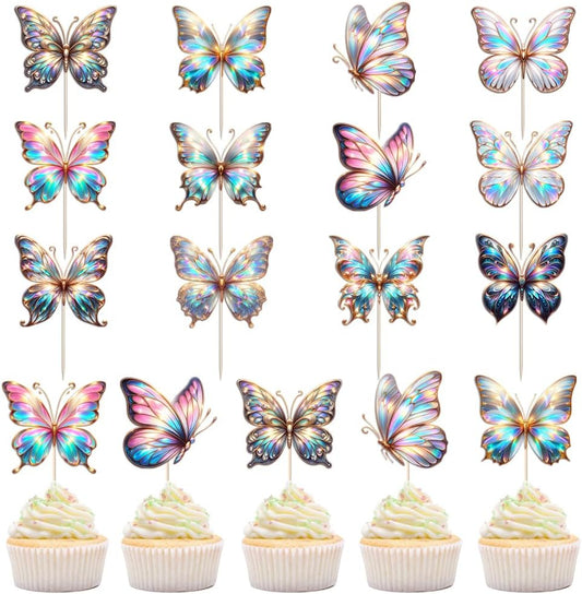 48-Piece Butterfly Cupcake Toppers for Baby Shower, Birthday, Wedding, Masquerade, Engagement & Bridal Shower, anniversary Decorations