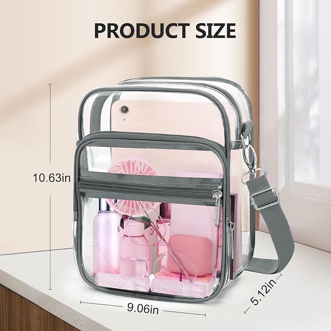 Blvornl Clear Crossbody Bag with Adjustable Shoulder Strap, Stadium Approved PVC Purse Bag, Messenger Bag
