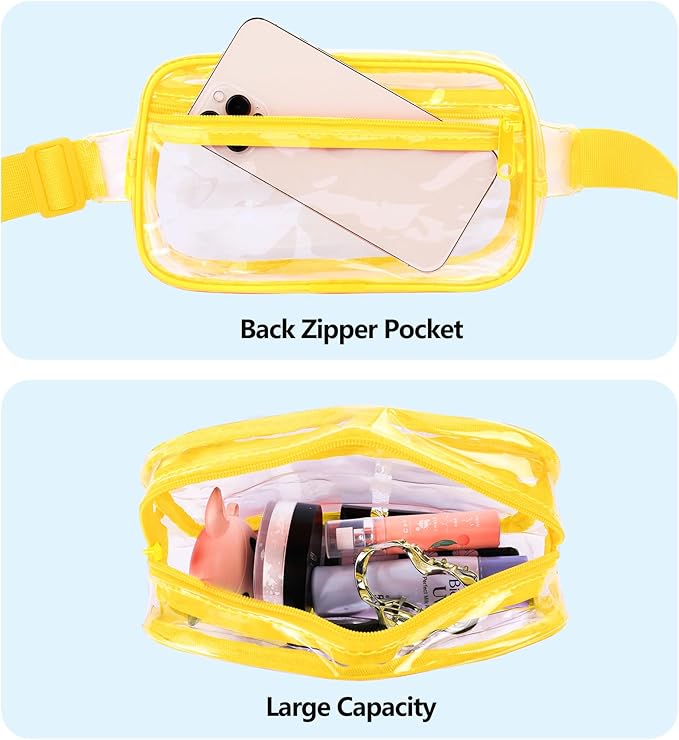 VOROLO Fanny Pack For Women And Men Crossbody Bag Belt Bag with Adjustable Strap Graduation Gifts Clear Yellow