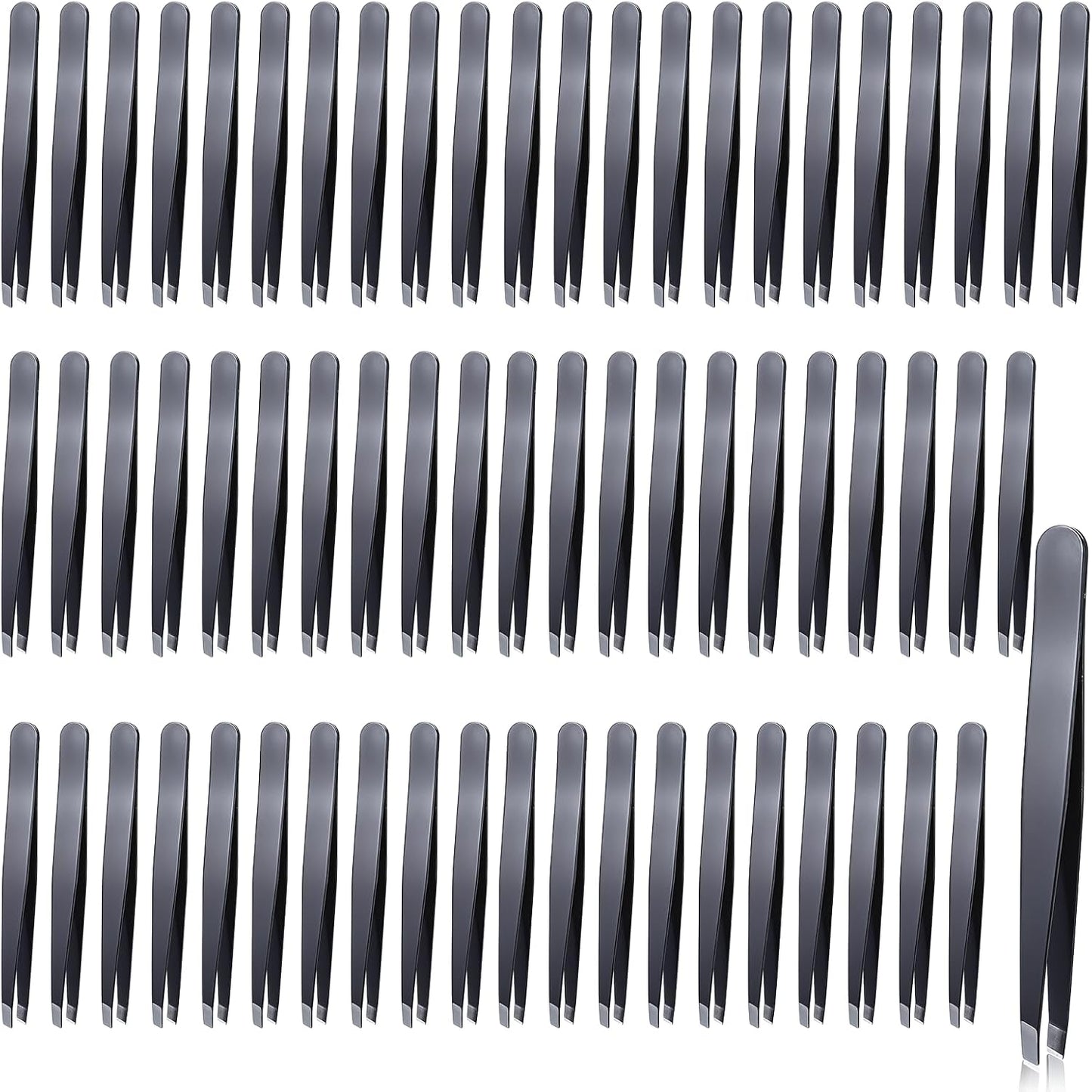 64Pcs Slanted Lash Tweezer for Women Men, Professional Stainless Steel Tweezers High Precision Tweezers Bulk for Ingrown Hair Removal Eyelash Extension Plucking Blackhead