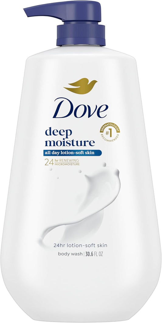 Dove Body Wash Deep Moisture for 24hr Lotion-Soft Skin Moisture Moisturizing Skin Cleanser with No Sulfates No Parabens 30.6 oz