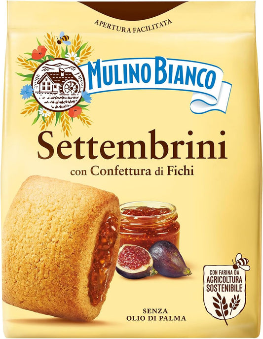 Mulino Bianco Settembrini 10.58oz (300g) – Authentic Italian Biscuits with Fig Filling – Perfect Snack or Coffee Companion – Made with Natural Ingredients and No Palm Oil