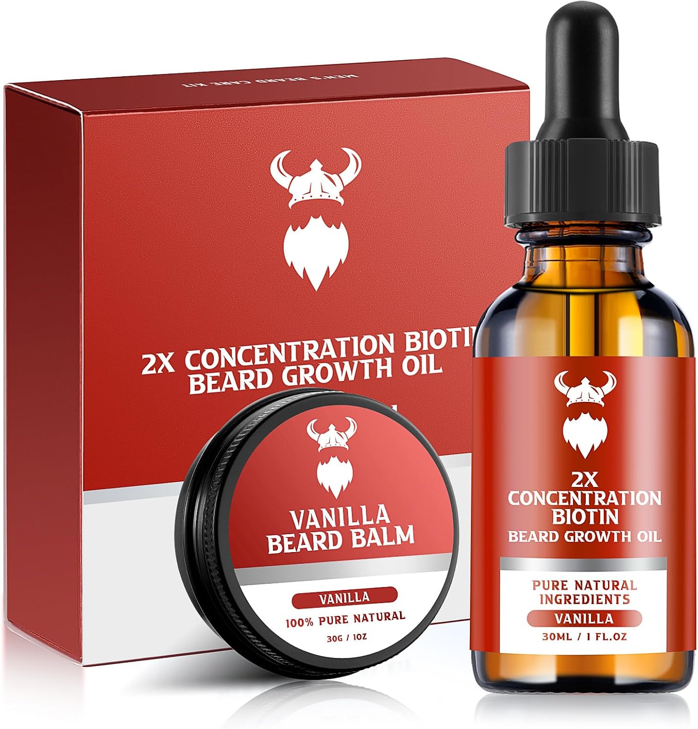 MistySprite Beard Growth Kit - 2X Concentration Biotin for Men, Natural Ingredients with Argan Oil, Jojoba Oil and Vitamin (Vanilla)