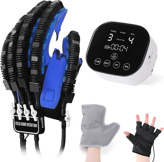 Rehability Robot Gloves Hemiplegia Hand Stroke Recovery Equipment, Hand Dysfunction Training Device for Stroke, Finger Orthosis for Finger Cramps (Left, XL)