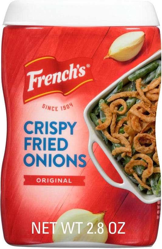French's Crispy Fried Onions, Original, Made with Real Onions, No Artificial Flavors, Sprinkle on Salads, Potatoes, Chicken, Burgers, Green Bean Casserole, 2.8 oz