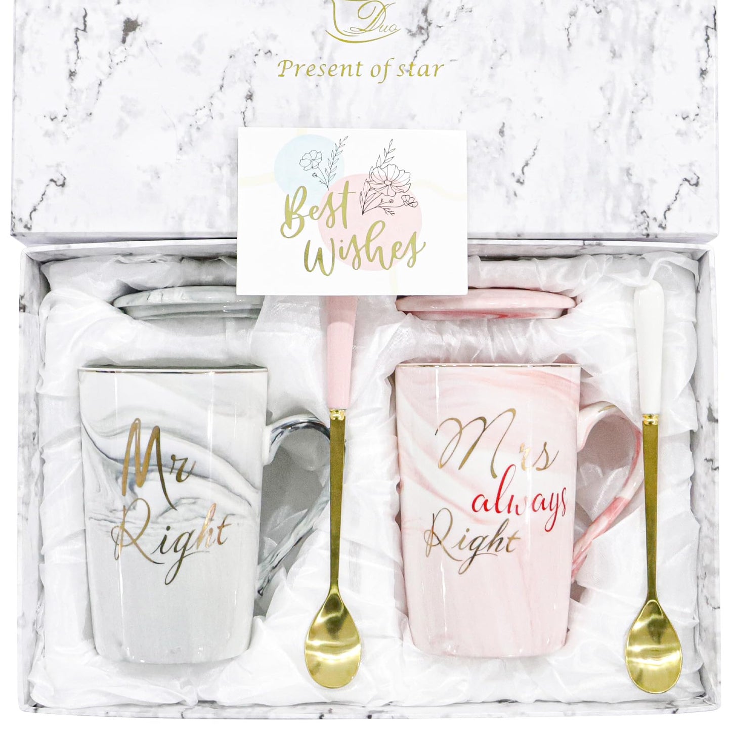 Mr and Mrs Gifts, Engagement Anniversary Wedding Gifts for Couple Newlyweds, Couple Mugs Set 14oz, Christmas Valentines Bridal Shower Presents for Bride Him Her (Type 3)
