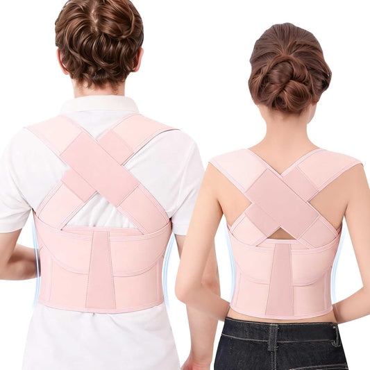 Posture Corrector for Women and Men Plus Size Full Back Support Brace Straightener Scoliosis Spine Upper Back Pain Relief Adjustable Shoulder Instant Posture Corrector with Hunchback (Pink, XXX-Large)