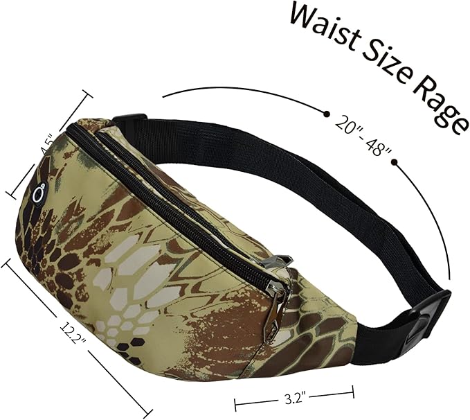 Fanny Packs for Men and Women, Waterproof Sports Waist Pack Bag for Travel Hiking Running Hands-free