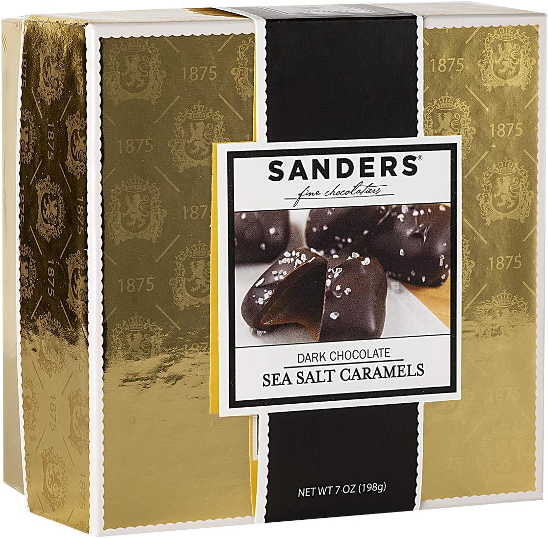 Sanders Boulevard Dark Chocolate Sea Salt Caramels Gold, Chocolate Gift Box, 14 Pieces, 7 Ounce (14 Piece)