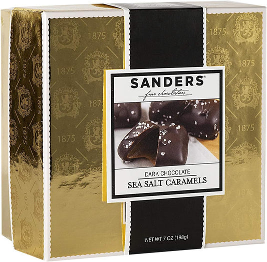Sanders Boulevard Dark Chocolate Sea Salt Caramels Gold, Chocolate Gift Box, 14 Pieces, 7 Ounce (14 Piece)