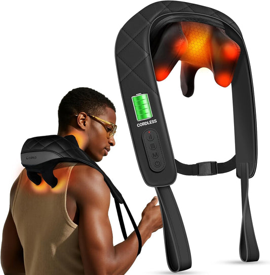 CuPiLo Cordless Neck Massager with Heat, HSA Store FSA Eligible 4D Kneading Shoulder Massager for Pain Relief Deep Tissue, Electric Shiatsu Massage for Neck and Shoulder, Fathers Day Dad Gifts for Men