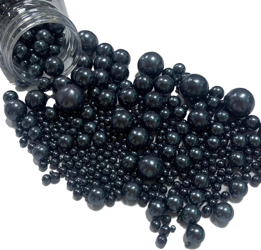 Black Sprinkles Edible Sugar Pearls for Cakes Baking Candy Pearl Halloween Christmas Birthday Cupcake Sprinkles and Decorations Cookie Cake Toppers
