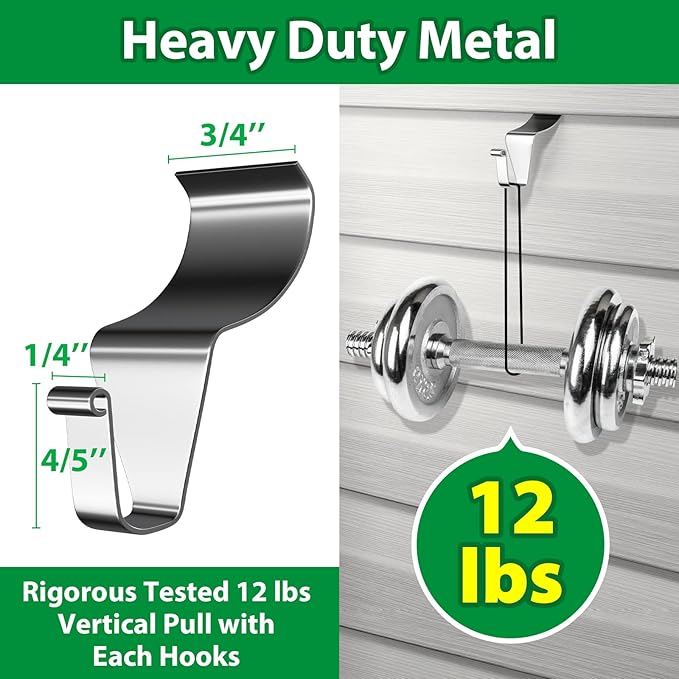 Booda Brand Vinyl Siding Hooks, Heavy-Duty Stainless Steel Siding Hooks Vinyl Siding Hangers, Low Profile & No Holes Needed Siding Clips for Hanging Wreaths (silver-10pack)
