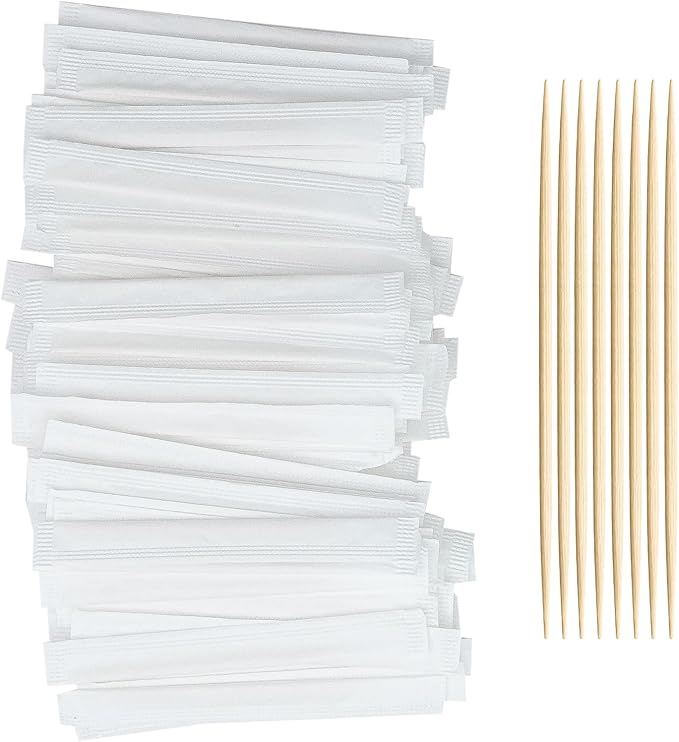 HOPELF Bamboo Toothpicks by Individually Wrapped for Appetizer, Olive, Barbecue, Fruit, Teeth Cleaning,Double-Points Wooden Toothpick.500 Count