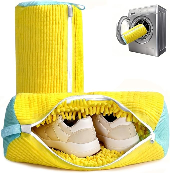 shoe washing machine bag, Laundry Shoe Bag, Reusable Shoe Washing Bag, 360 Â° Deep Cleaning,Suitable for All Shoe Types, With Self-Locking Zipper, 2-pack (Yellow)