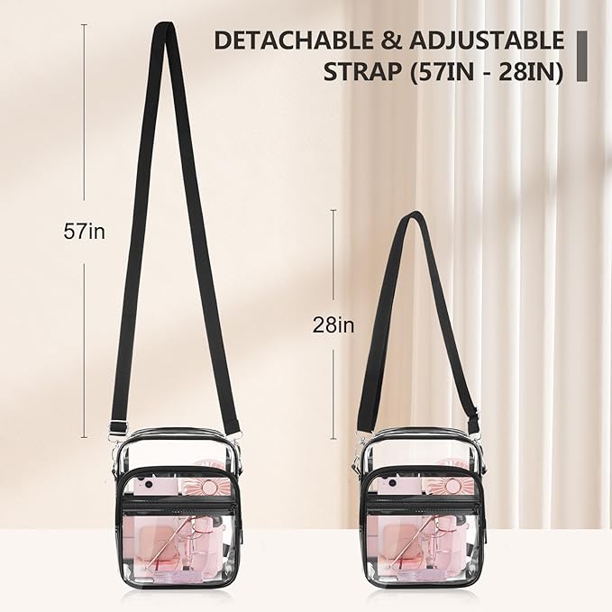 Blvornl Clear Crossbody Bag with Adjustable Shoulder Strap, Stadium Approved PVC Purse Bag, Messenger Bag