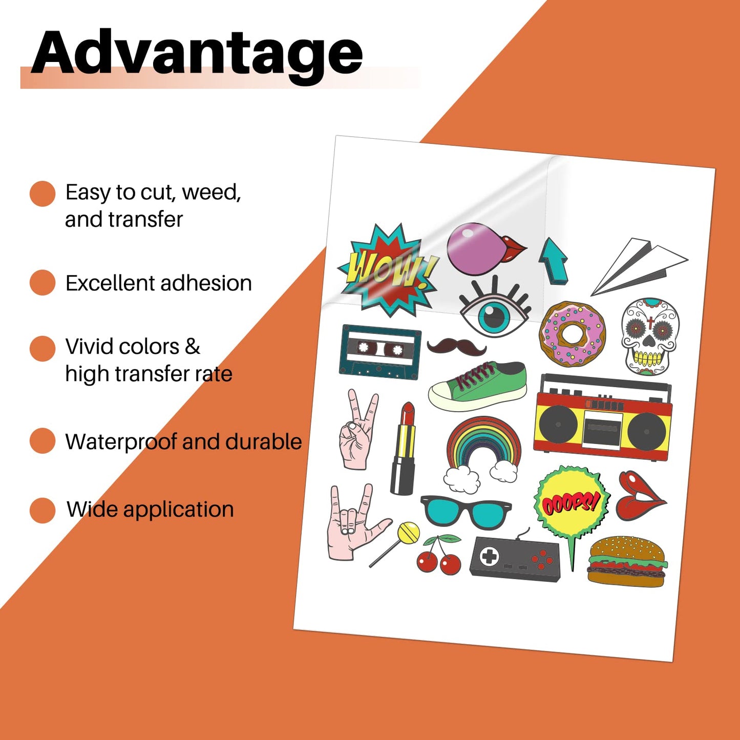 HTVRONT Sublimation Sticker Paper - 20 Pcs Glossy Transparent Waterproof Sublimation Stickers