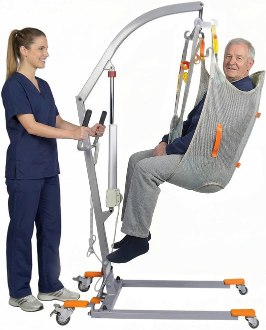 Electric Patient Lift with Sling, 350LBS Body Transfer Lift, Plug-in Powered Full/Partial Paralysis Mobility Aid, Medical Transfer Hoist for Home Care, Hospital & Healthcare Facilities