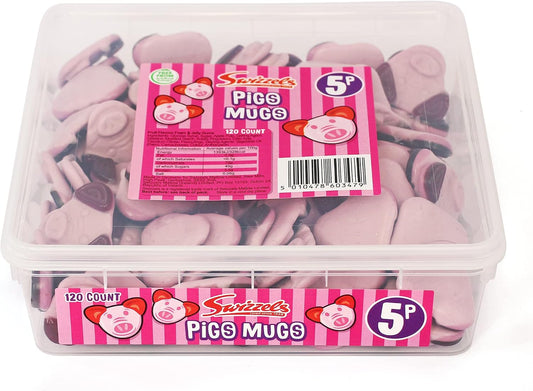 Swizzels Pigs Mugs Sweet Tub 120pcs (Pack of 6)