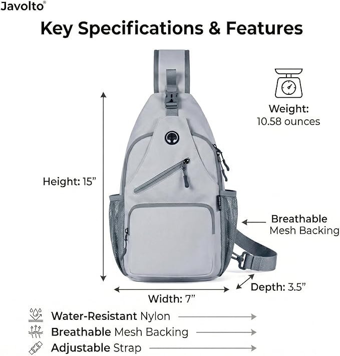 Sling Bag for Men Crossbody Backpack, Small Sling Backpack Mens Shoulder Bag, Casual Daypack Hiking Bag for Travel