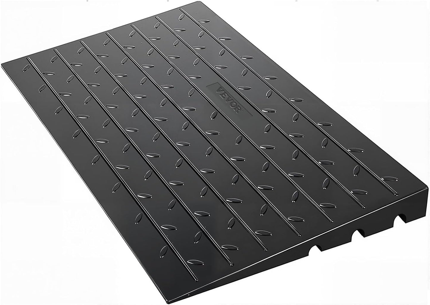 VEVOR 2.5" Rise Rubber Threshold Ramp, 3 Channels Cord Cover Door Ramp, No-Slip Surface, 2200 Lbs Load Capacity Rubber Ramp for for Home Doorways Driveways, 41.8" L x 24" W x 2.5" H, 42lbs
