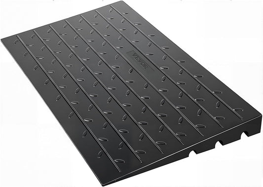 VEVOR 2.5" Rise Rubber Threshold Ramp, 3 Channels Cord Cover Door Ramp, No-Slip Surface, 2200 Lbs Load Capacity Rubber Ramp for for Home Doorways Driveways, 41.8" L x 24" W x 2.5" H, 42lbs